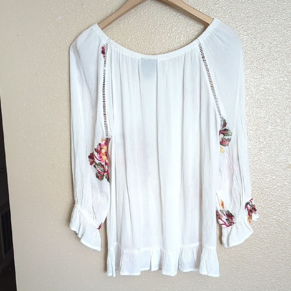 ⚡4x1 Bundle Casual Tops Anne Klein White Blouse with Floral Design - Picture 4 of 15